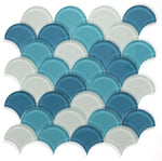 Fish Scale Ocean Glossy Glass Mosaic Tile-Glass Mosaic-American Tile Depot