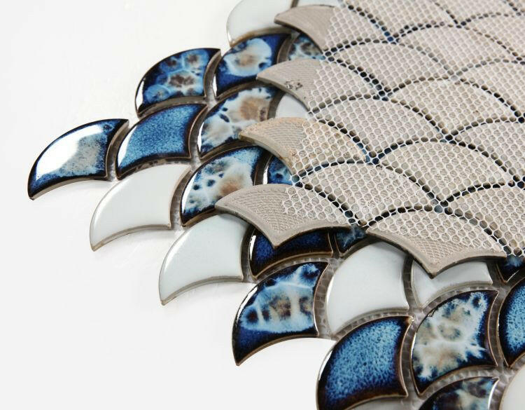 Fish Scale Ocean Glossy Porcelain Mosaic Tile-Porcelain Mosaic-American Tile Depot