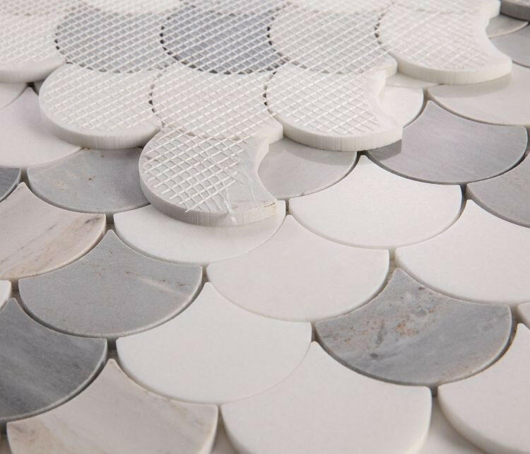 Fish Scale Palissandro Polished Marble Mosaic Tile-Marble Mosaic-American Tile Depot