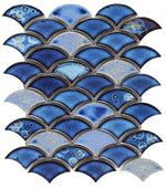 Fish Scale Royal Blue Glossy Porcelain Mosaic Tile-Porcelain Mosaic-American Tile Depot