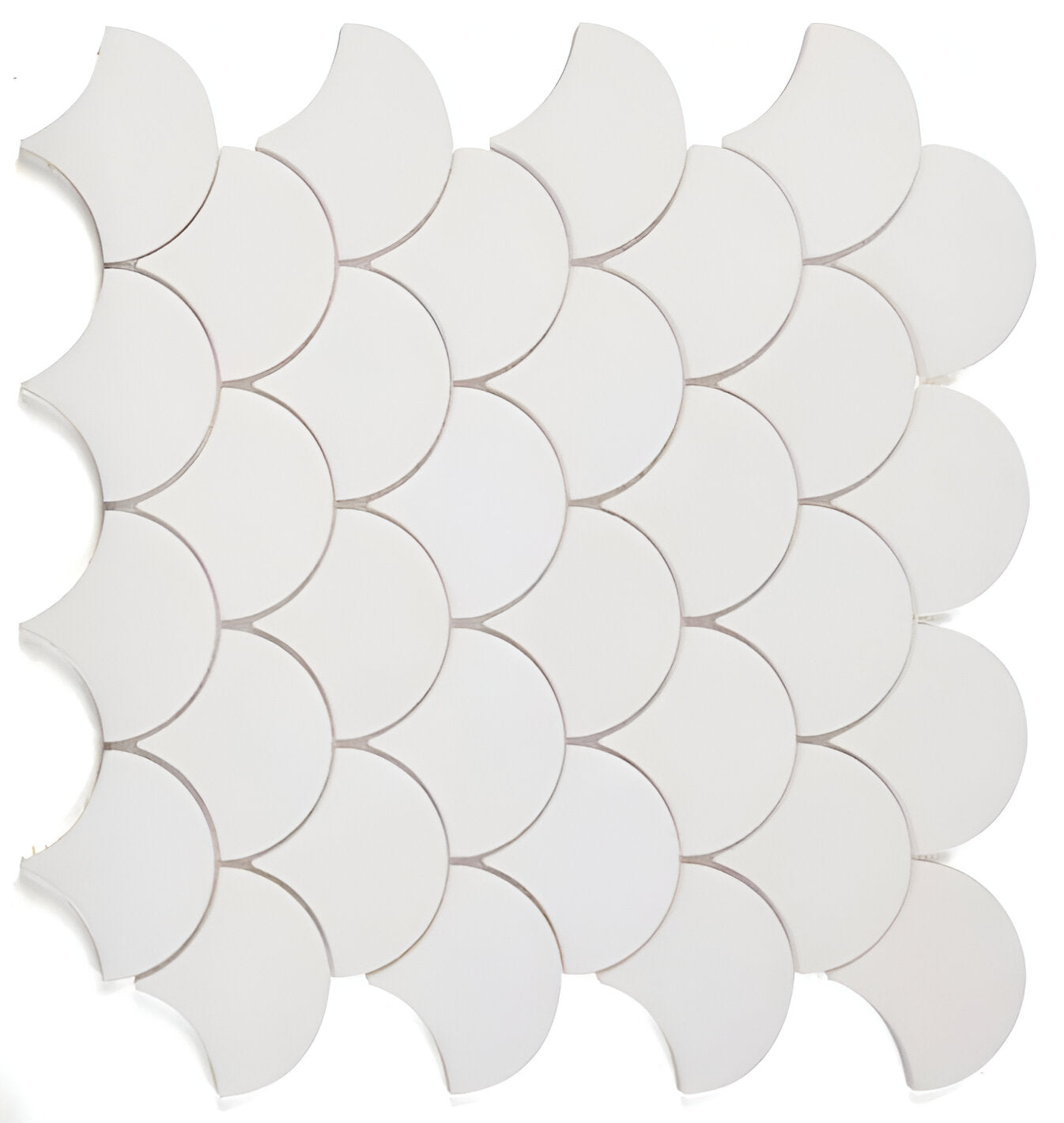 Fish Scale Thassos Polished Marble Mosaic Tile-Marble Mosaic-American Tile Depot