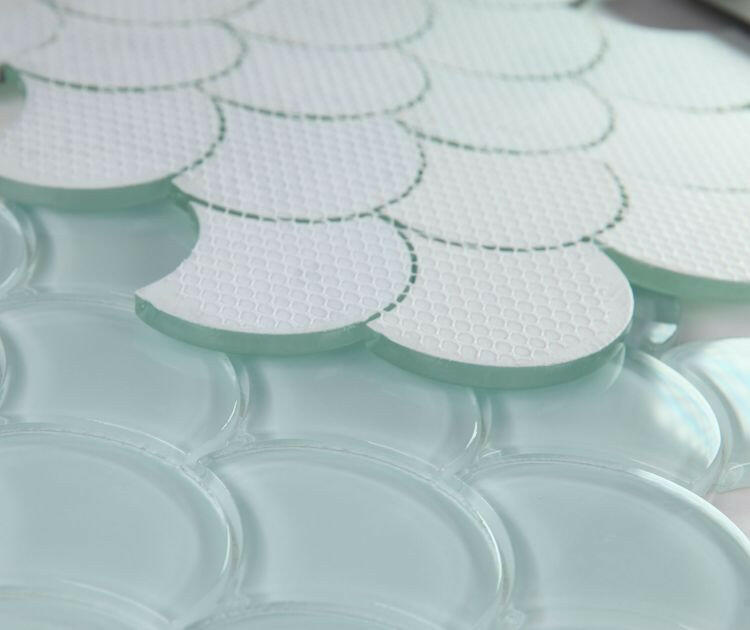 Fish Scale Turquoise Glossy Glass Mosaic Tile-Glass Mosaic-American Tile Depot