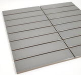 Gio Gray Glossy 1.25" X 6" Stacked Linear Porcelain Mosaic Tile