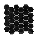 Gio Black Glossy 2" Hexagon Porcelain Mosaic Tile-Porcelain Mosaic-American Tile Depot