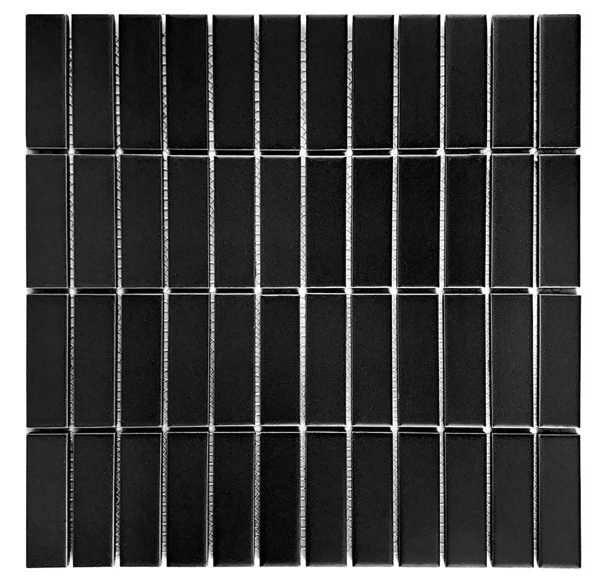 Gio Black Matte 1" X 3" Stacked Linear Porcelain Mosaic Tile-Porcelain Mosaic-American Tile Depot