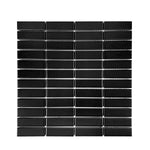 Gio Black Matte 1" X 3" Stacked Linear Porcelain Mosaic Tile-Porcelain Mosaic-American Tile Depot