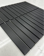 Gio Charcoal Black Matte 1" X 6" Stacked Linear Non-Slip Porcelain Mosaic Tile-Porcelain Mosaic-American Tile Depot