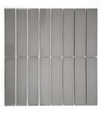 Gio Gray Glossy 1.25" X 6" Stacked Linear Porcelain Mosaic Tile-Porcelain Mosaic-American Tile Depot