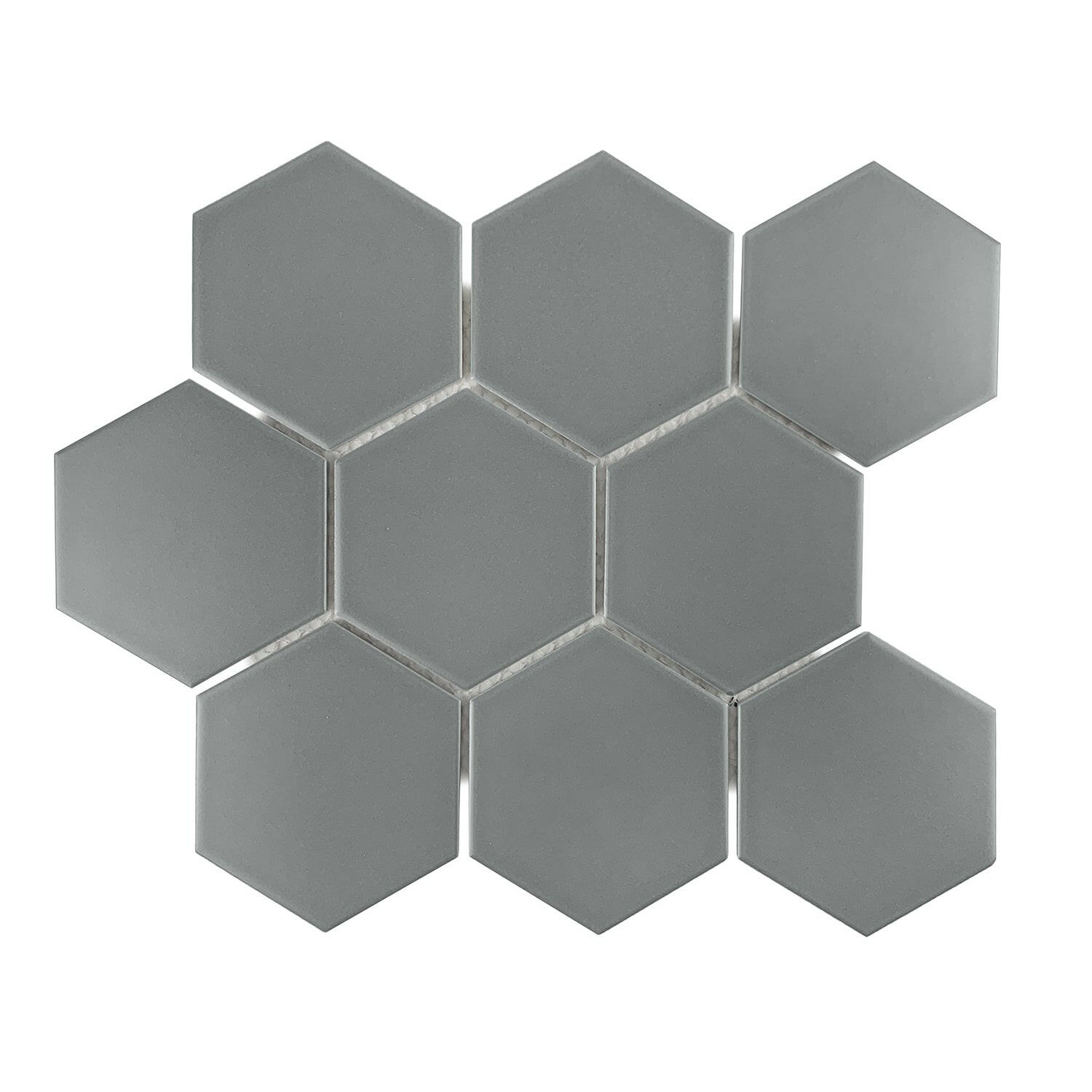 Gio Gray Matte 4" Hexagon Porcelain Mosaic Tile-Porcelain Mosaic-American Tile Depot