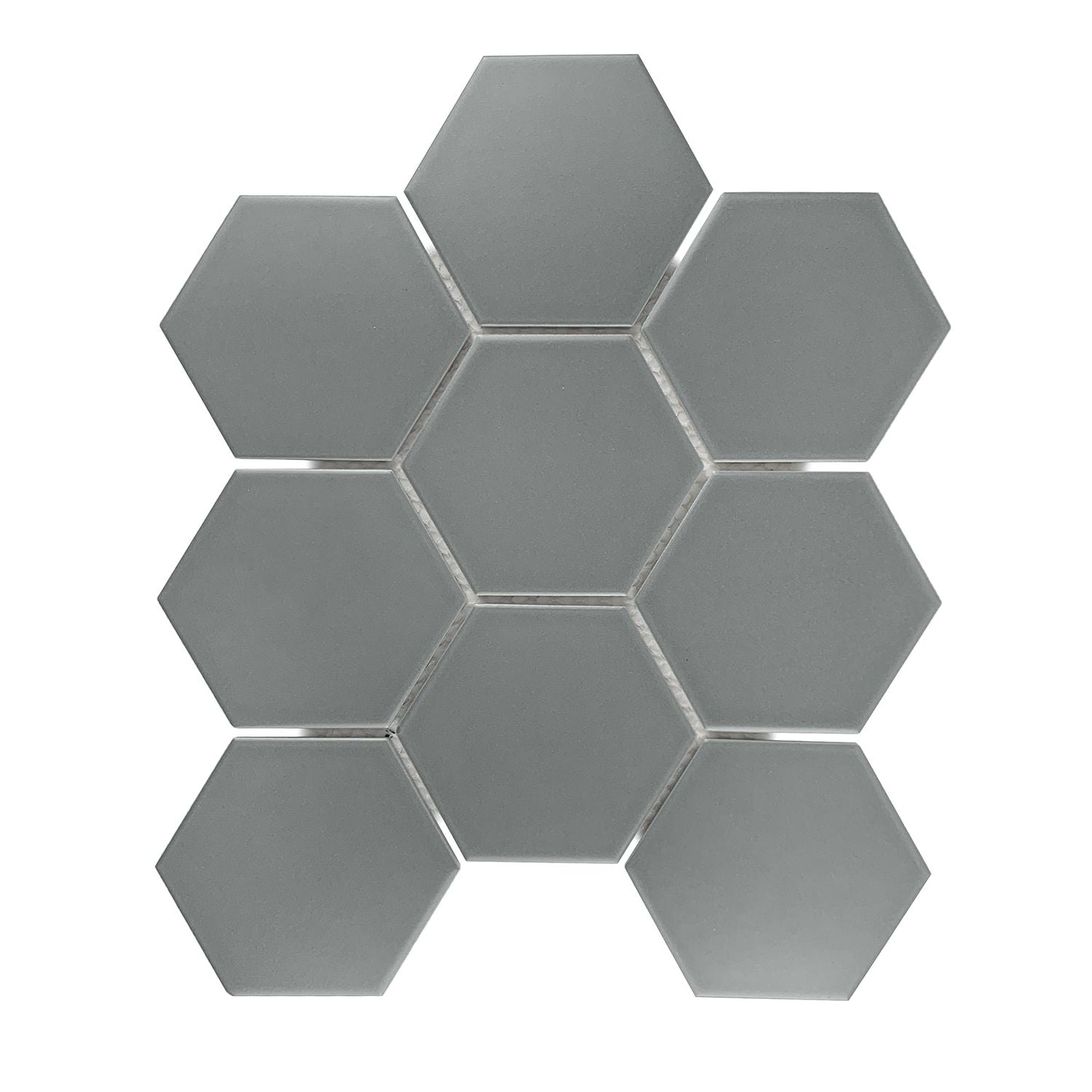 Gio Gray Matte 4" Hexagon Porcelain Mosaic Tile-Porcelain Mosaic-American Tile Depot