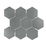 Gio Gray Matte 4" Hexagon Porcelain Mosaic Tile-Porcelain Mosaic-American Tile Depot