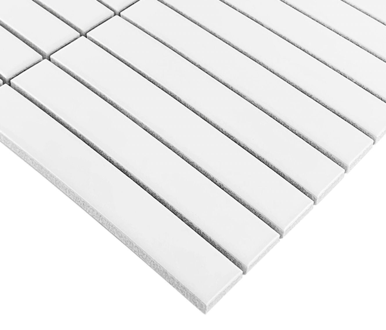 Gio White Glossy 1" X 6" Stacked Linear Porcelain Mosaic Tile-Porcelain Mosaic-American Tile Depot