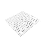 Gio White Glossy 1" X 6" Stacked Linear Porcelain Mosaic Tile-Porcelain Mosaic-American Tile Depot