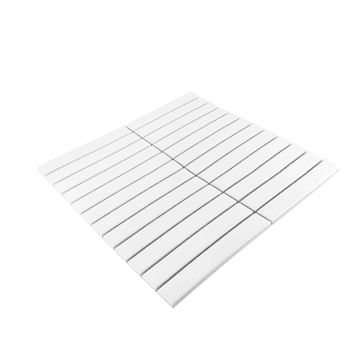 Gio White Glossy 1" X 6" Stacked Linear Porcelain Mosaic Tile-Porcelain Mosaic-American Tile Depot