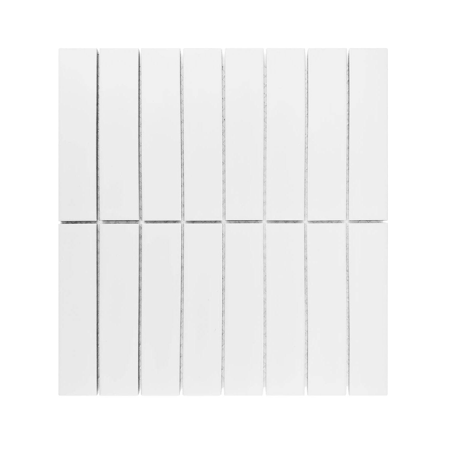 Gio White Glossy 1.25" X 6" Stacked Linear Porcelain Mosaic Tile-Porcelain Mosaic-American Tile Depot