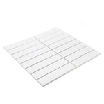 Gio White Glossy 1.25" X 6" Stacked Linear Porcelain Mosaic Tile-Porcelain Mosaic-American Tile Depot