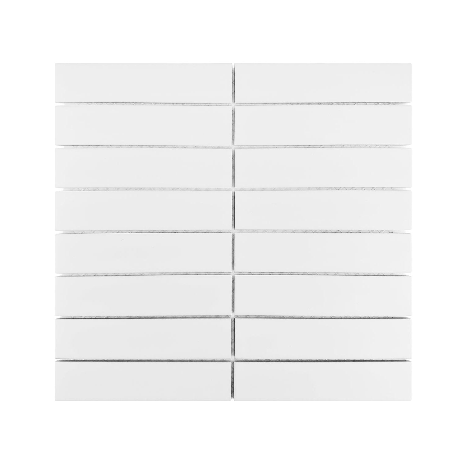 Gio White Glossy 1.25" X 6" Stacked Linear Porcelain Mosaic Tile-Porcelain Mosaic-American Tile Depot