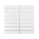 Gio White Glossy 1.25" X 6" Stacked Linear Porcelain Mosaic Tile-Porcelain Mosaic-American Tile Depot