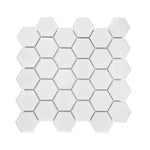 Gio White Glossy 2" Hexagon Porcelain Mosaic Tile-Porcelain Mosaic-American Tile Depot