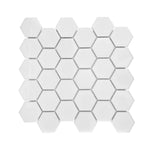 Gio White Glossy 2" Hexagon Porcelain Mosaic Tile-Porcelain Mosaic-American Tile Depot