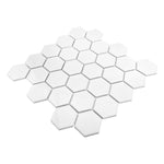 Gio White Glossy 2" Hexagon Porcelain Mosaic Tile-Porcelain Mosaic-American Tile Depot