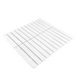 Gio White Matte 1" X 6" Stacked Linear Porcelain Mosaic Tile-Porcelain Mosaic-American Tile Depot