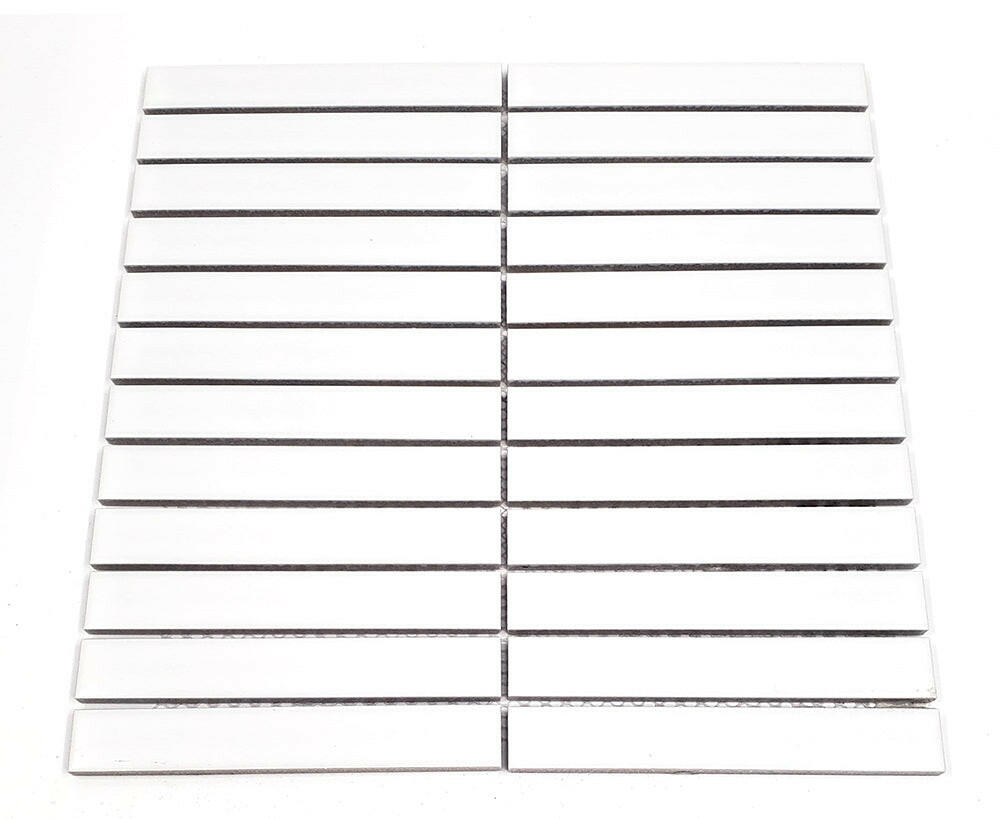 Gio White Matte 1" X 6" Stacked Linear Porcelain Mosaic Tile - SALE-Porcelain Mosaic-American Tile Depot