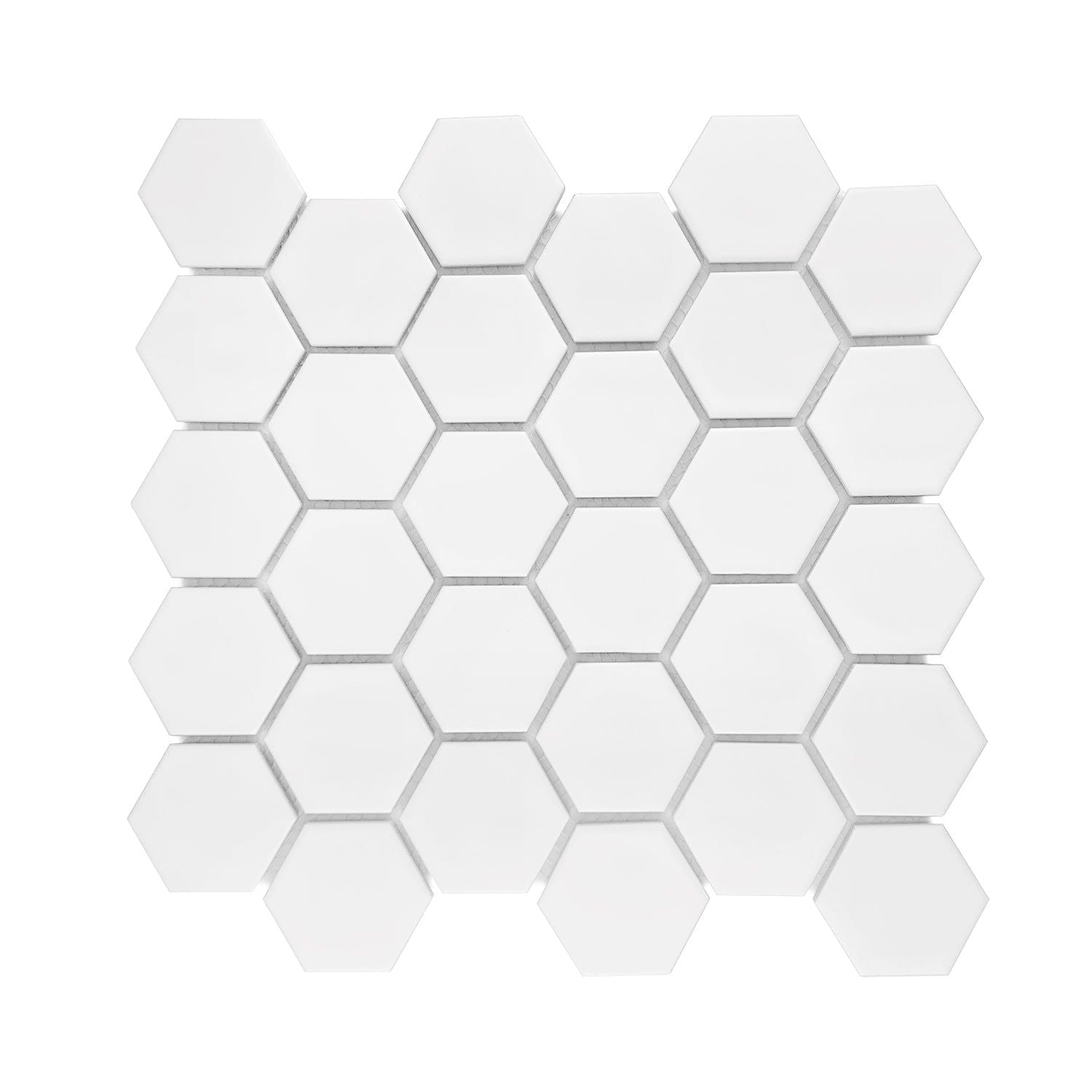 Gio White Matte 2" Hexagon Porcelain Mosaic Tile-Porcelain Mosaic-American Tile Depot