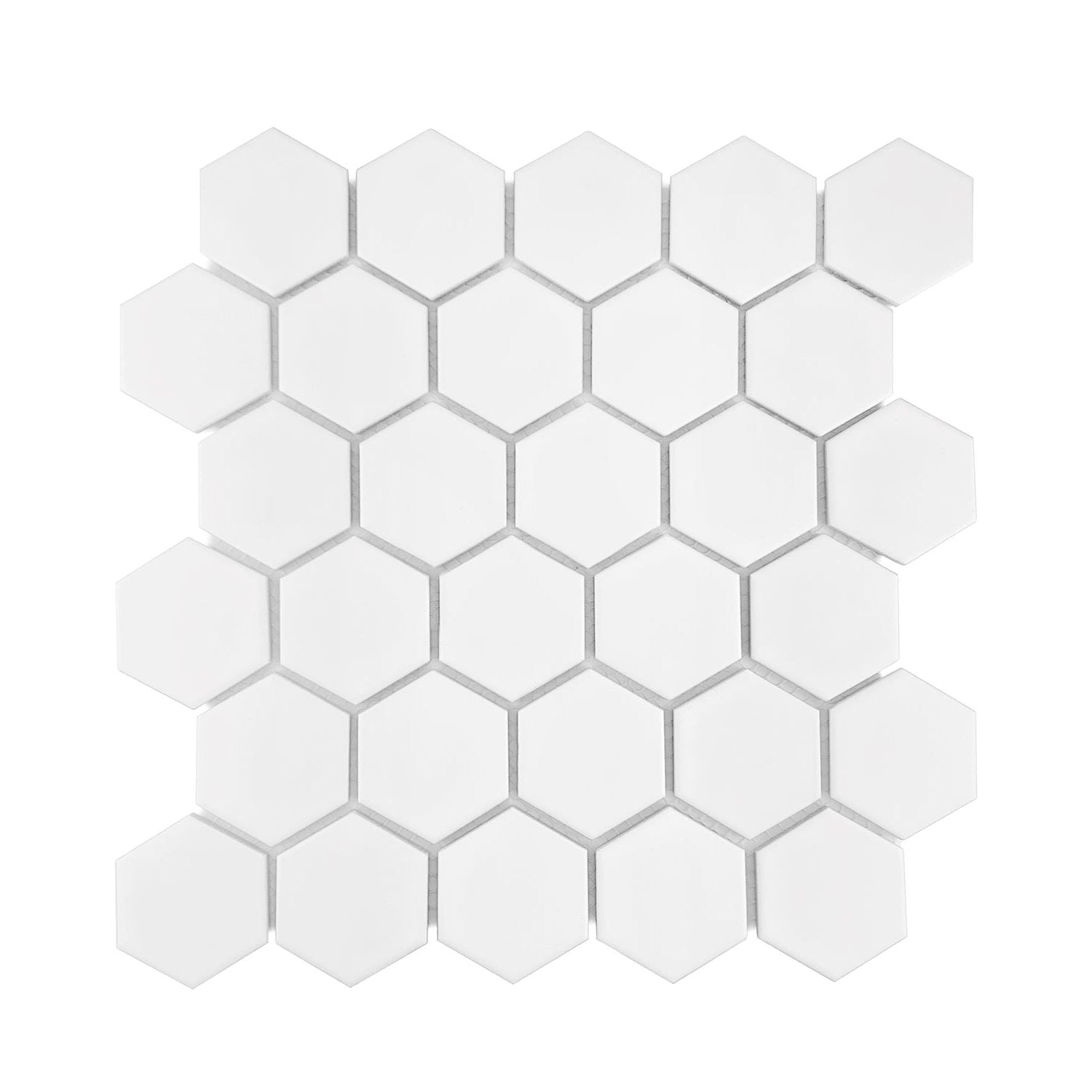 Gio White Matte 2" Hexagon Porcelain Mosaic Tile-Porcelain Mosaic-American Tile Depot