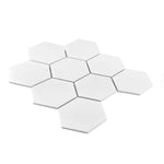 Gio White Matte 4" Hexagon Porcelain Mosaic Tile-Porcelain Mosaic-American Tile Depot