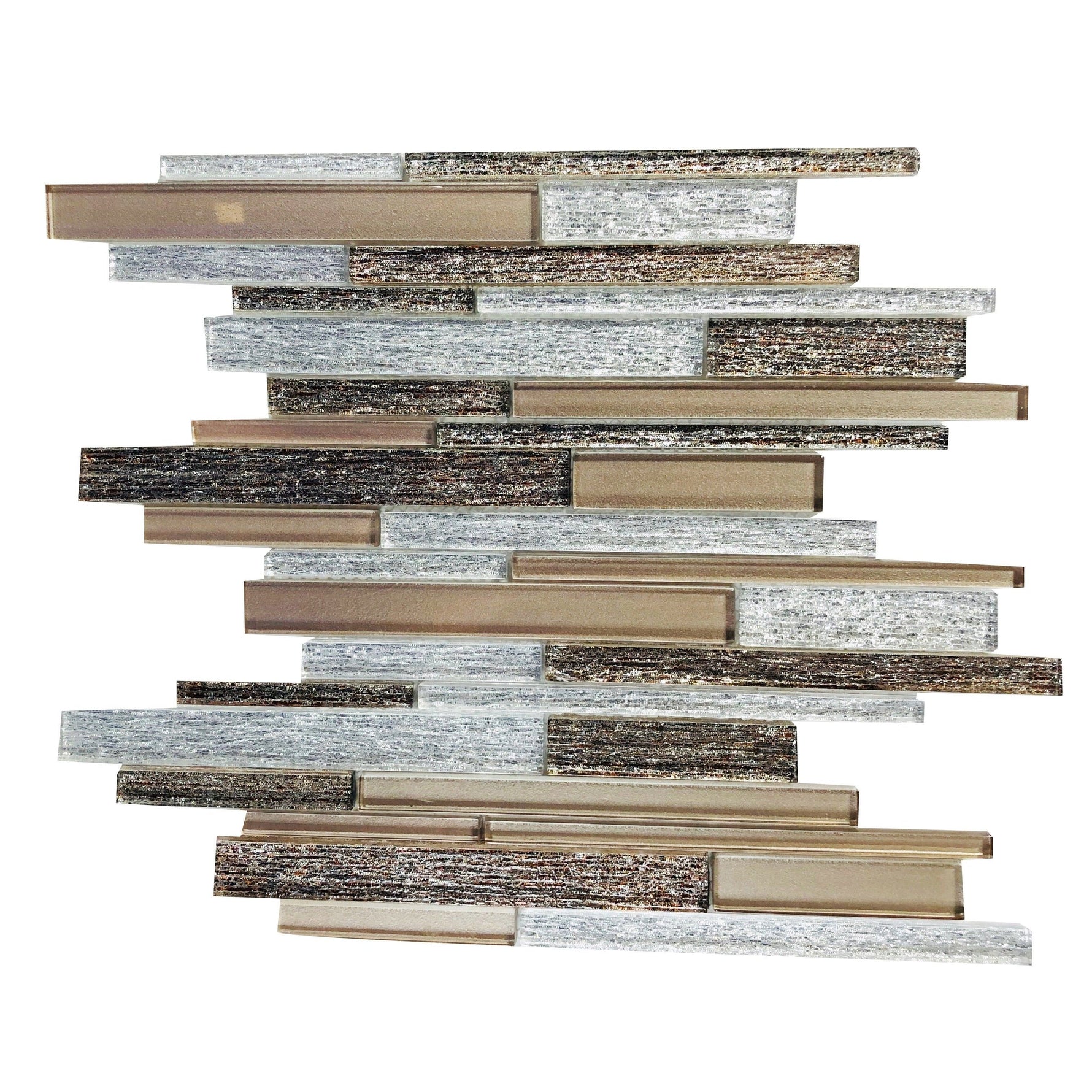 Gold & White Random Strip Mix Glass Mosaic Tile-Glass Mosaic-American Tile Depot