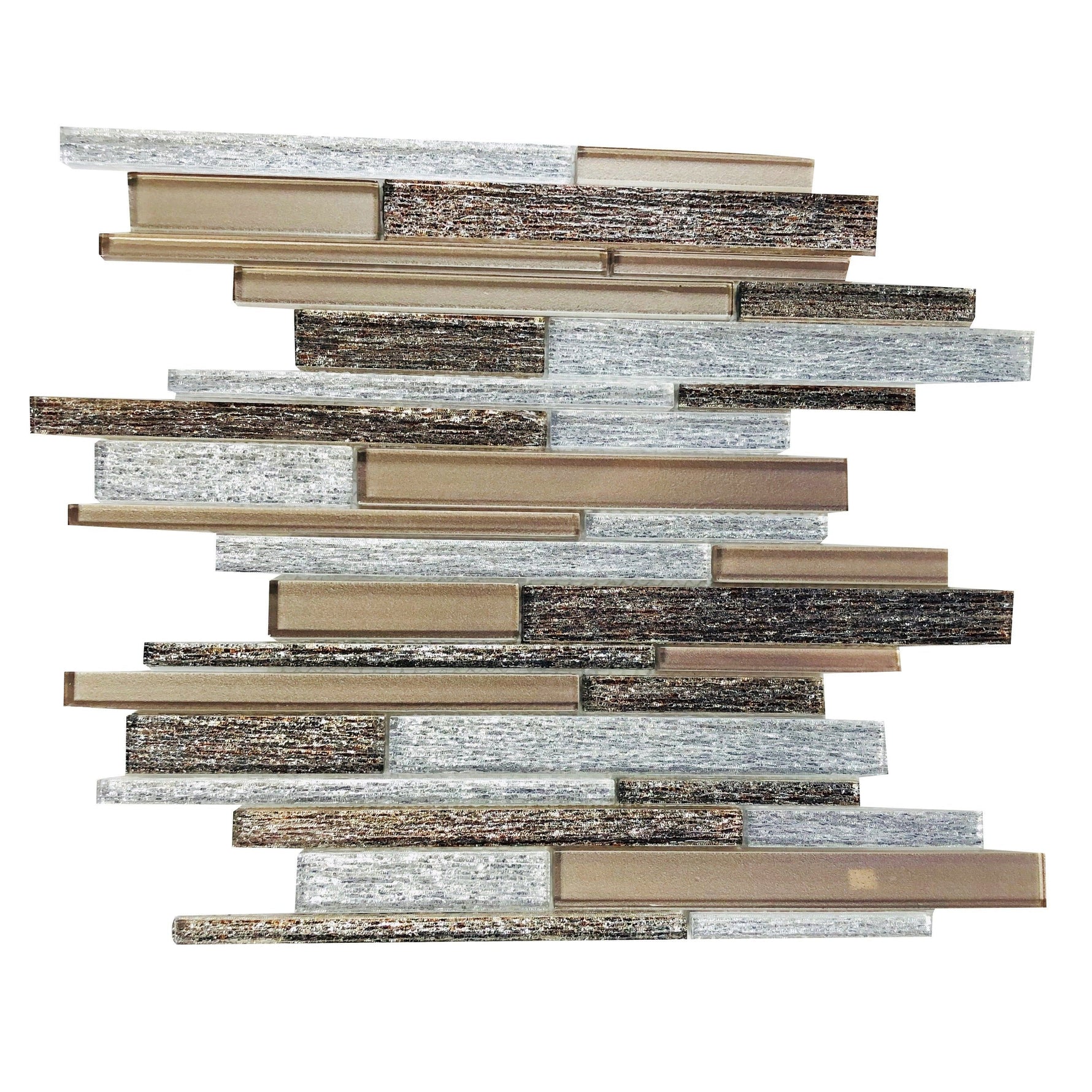 Gold & White Random Strip Mix Glass Mosaic Tile-Glass Mosaic-American Tile Depot