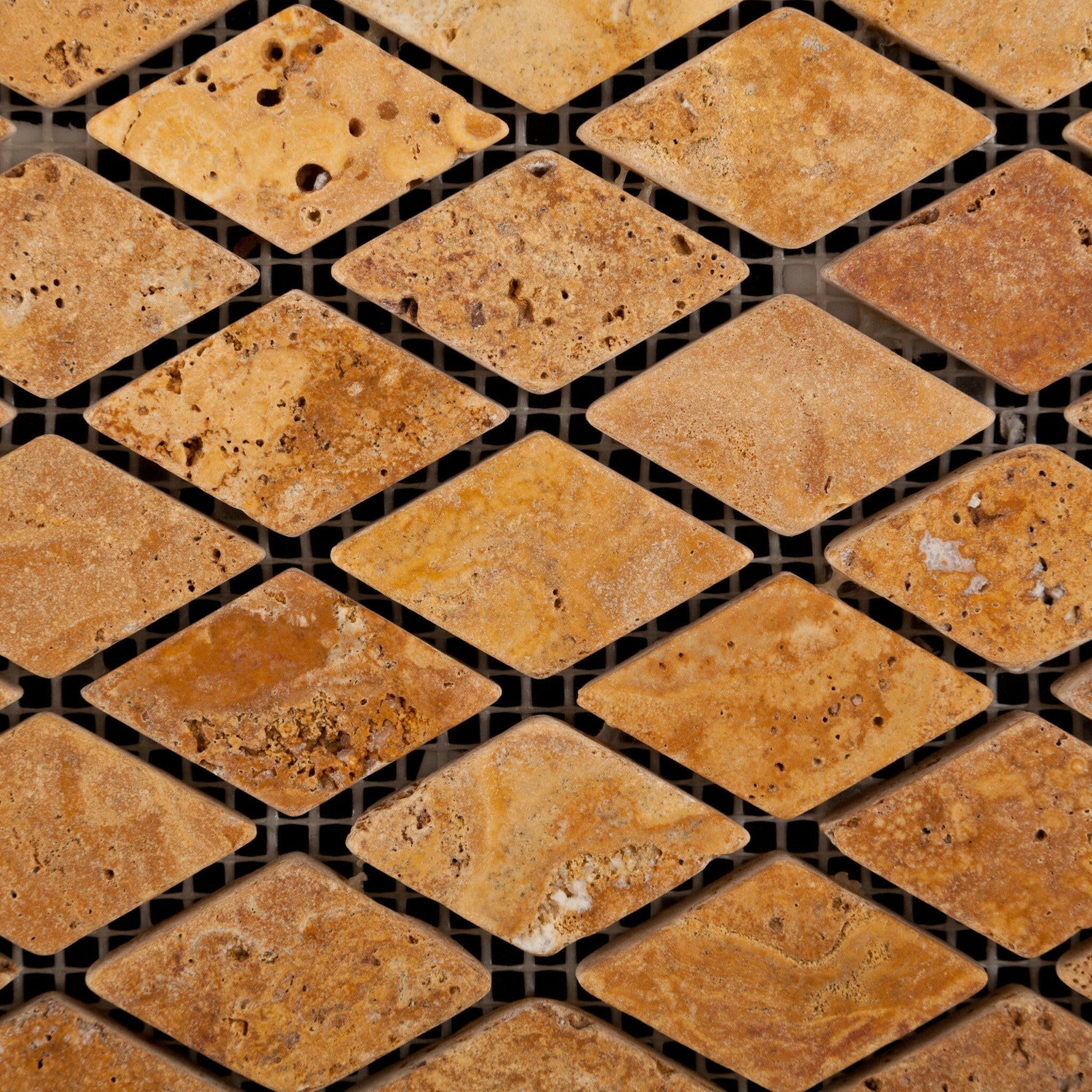 Gold / Yellow Travertine 1" Diamond Tumbled Mosaic Tile-Travertine Mosaic-American Tile Depot