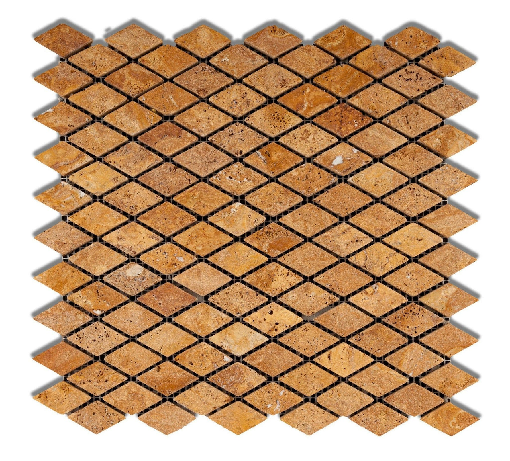 Gold / Yellow Travertine 1" Diamond Tumbled Mosaic Tile-Travertine Mosaic-American Tile Depot