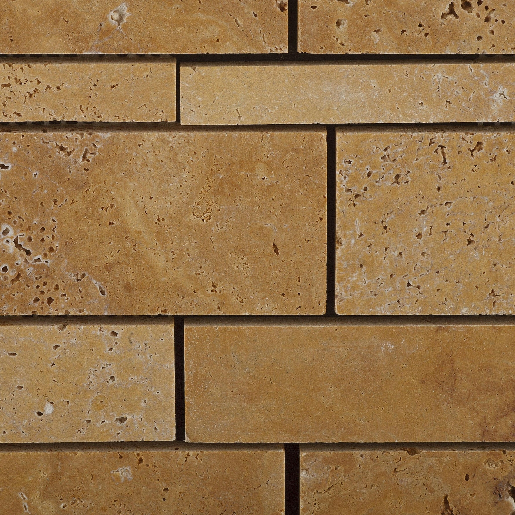 Gold / Yellow Travertine Honed Random Strip Mosaic Tile-Travertine Mosaic-American Tile Depot