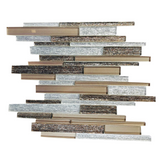 Gold & White Random Strip Mix Glass Mosaic Tile