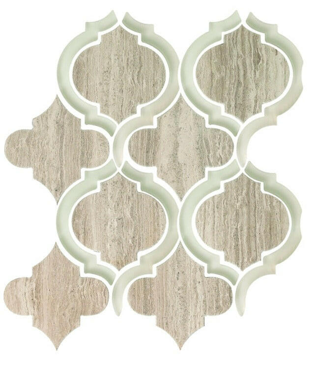 Grace Grey Arabesque Waterjet Mosaic Wall Tile-Mixed Mosaic-American Tile Depot