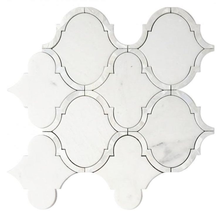 Grace Pearl Snow White Arabesque Waterjet Mosaic Wall Tile-Mixed Mosaic-American Tile Depot