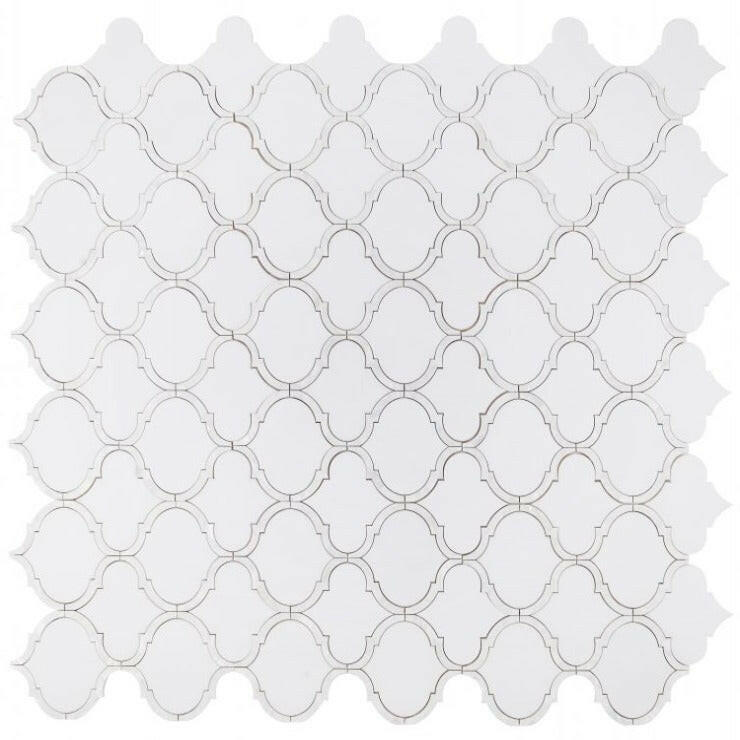 Grace Pearl Thassos New Arabesque Waterjet Mosaic Wall Tile-Mixed Mosaic-American Tile Depot