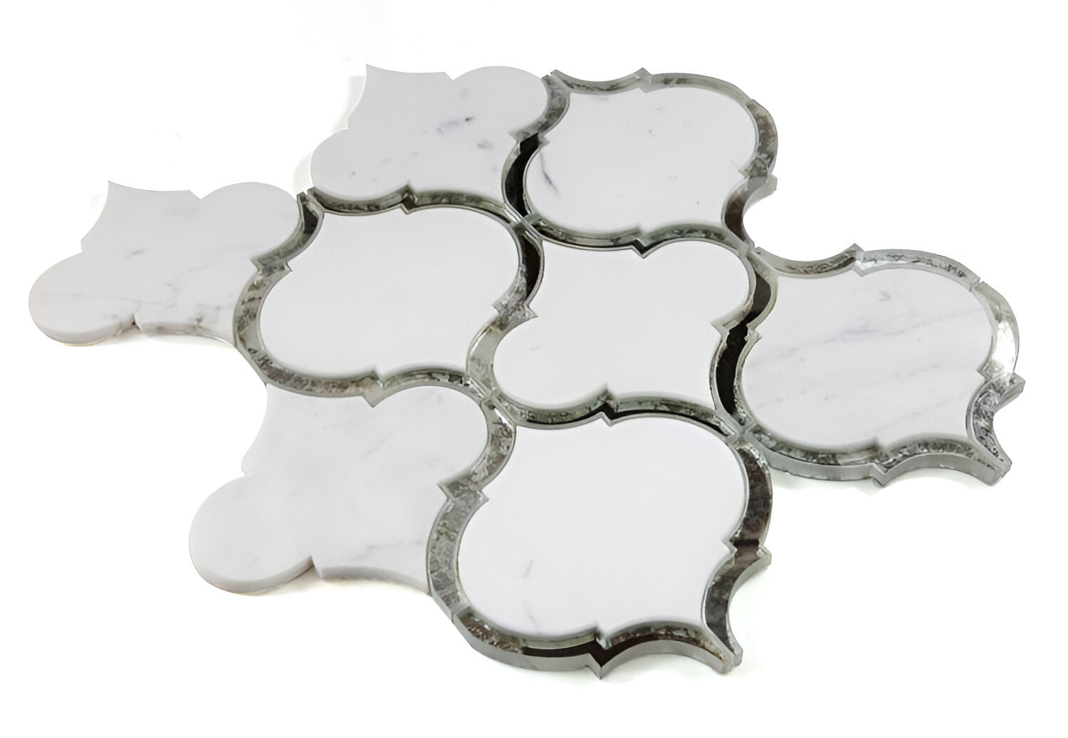 Grace Precious Mirror Arabesque Waterjet Mosaic Wall Tile-Mixed Mosaic-American Tile Depot