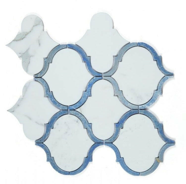 Grace Royal Sapphire Arabesque Waterjet Mosaic Wall Tile-Mixed Mosaic-American Tile Depot