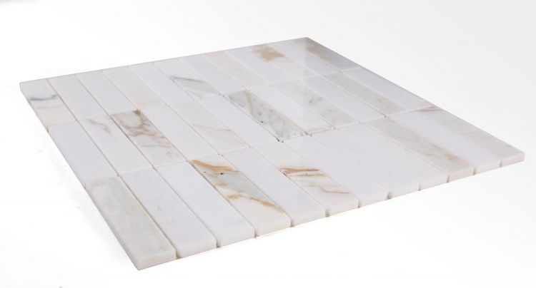 Groove Calacatta Polished Linear Marble Mosaic Tile-Marble Mosaic-American Tile Depot