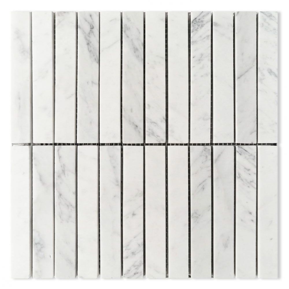 Groove Carrara Honed Linear Marble Mosaic Tile-Marble Mosaic-American Tile Depot