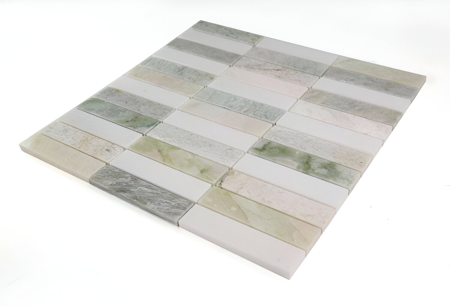 Groove Green Polished Linear Marble Mosaic Tile-Marble Mosaic-American Tile Depot