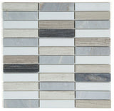 Groove Blue Polished Linear Marble Mosaic Tile-Marble Mosaic-American Tile Depot