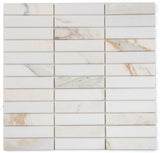 Groove Calacatta Polished Linear Marble Mosaic Tile