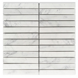 Groove Carrara Honed Linear Marble Mosaic Tile