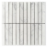 Groove Carrara Honed Linear Marble Mosaic Tile