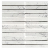 Groove Carrara Honed Linear Marble Mosaic Tile