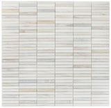 Groove Eura Wood Honed Linear Marble Mosaic Tile